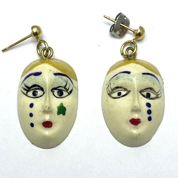 Vintage Art Deco Lady Dangle Earrings
